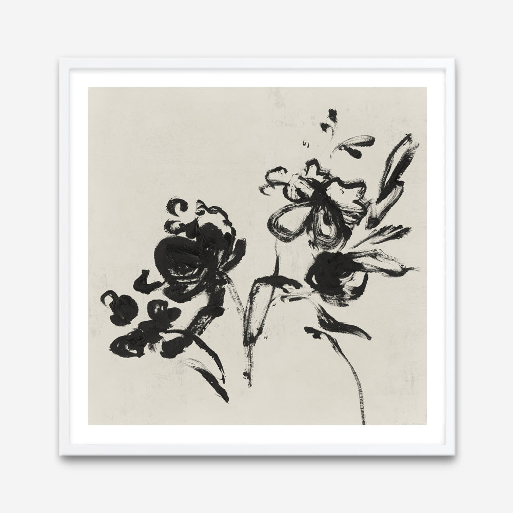 Shop Black Florals I (Square) Art Print a painted abstract themed wall art print from The Print Emporium wall artwork collection - Buy Australian made fine art painting style poster and framed prints for the home and your interior decor room, TPE-PC-EZ944-AP
