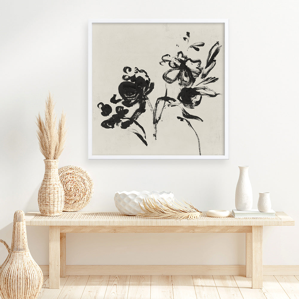 Shop Black Florals I (Square) Art Print a painted abstract themed wall art print from The Print Emporium wall artwork collection - Buy Australian made fine art painting style poster and framed prints for the home and your interior decor room, TPE-PC-EZ944-AP