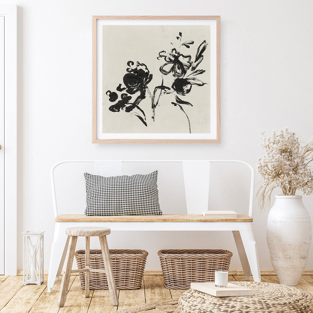 Shop Black Florals I (Square) Art Print a painted abstract themed wall art print from The Print Emporium wall artwork collection - Buy Australian made fine art painting style poster and framed prints for the home and your interior decor room, TPE-PC-EZ944-AP