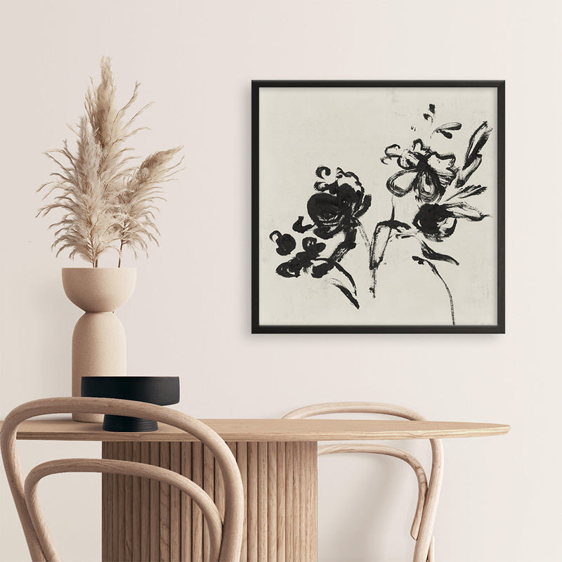 Shop Black Florals I (Square) Art Print a painted abstract themed wall art print from The Print Emporium wall artwork collection - Buy Australian made fine art painting style poster and framed prints for the home and your interior decor room, TPE-PC-EZ944-AP