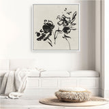 Shop Black Florals I (Square) Canvas Print a painted abstract themed framed canvas wall art print from The Print Emporium artwork collection - Buy Australian made fine art painting style stretched canvas prints for the home and your interior decor space, TPE-PC-EZ944-CA-40X40-NF