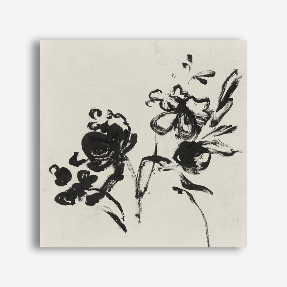 Shop Black Florals I (Square) Canvas Print a painted abstract themed framed canvas wall art print from The Print Emporium artwork collection - Buy Australian made fine art painting style stretched canvas prints for the home and your interior decor space, TPE-PC-EZ944-CA-40X40-NF