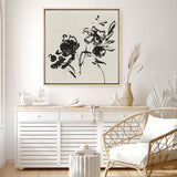 Shop Black Florals I (Square) Canvas Print a painted abstract themed framed canvas wall art print from The Print Emporium artwork collection - Buy Australian made fine art painting style stretched canvas prints for the home and your interior decor space, TPE-PC-EZ944-CA-40X40-NF