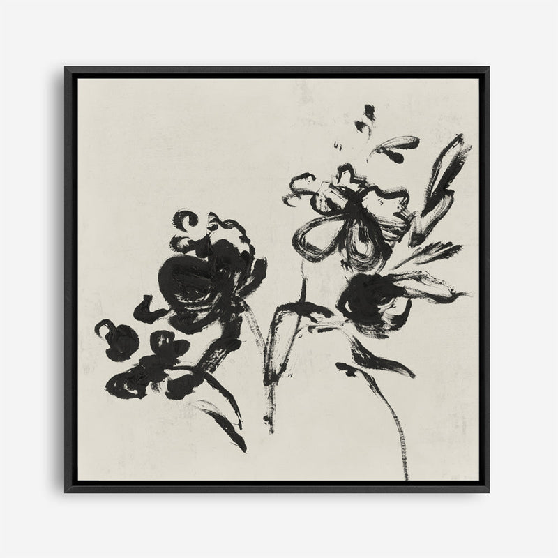Shop Black Florals I (Square) Canvas Print a painted abstract themed framed canvas wall art print from The Print Emporium artwork collection - Buy Australian made fine art painting style stretched canvas prints for the home and your interior decor space, TPE-PC-EZ944-CA-40X40-NF