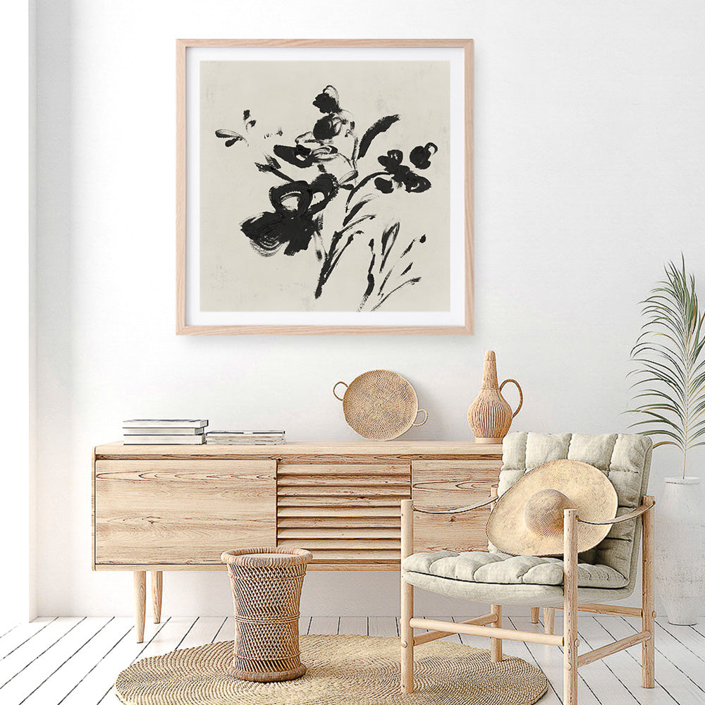 Shop Black Florals II (Square) Art Print a painted abstract themed wall art print from The Print Emporium wall artwork collection - Buy Australian made fine art painting style poster and framed prints for the home and your interior decor room, TPE-PC-EZ945-AP