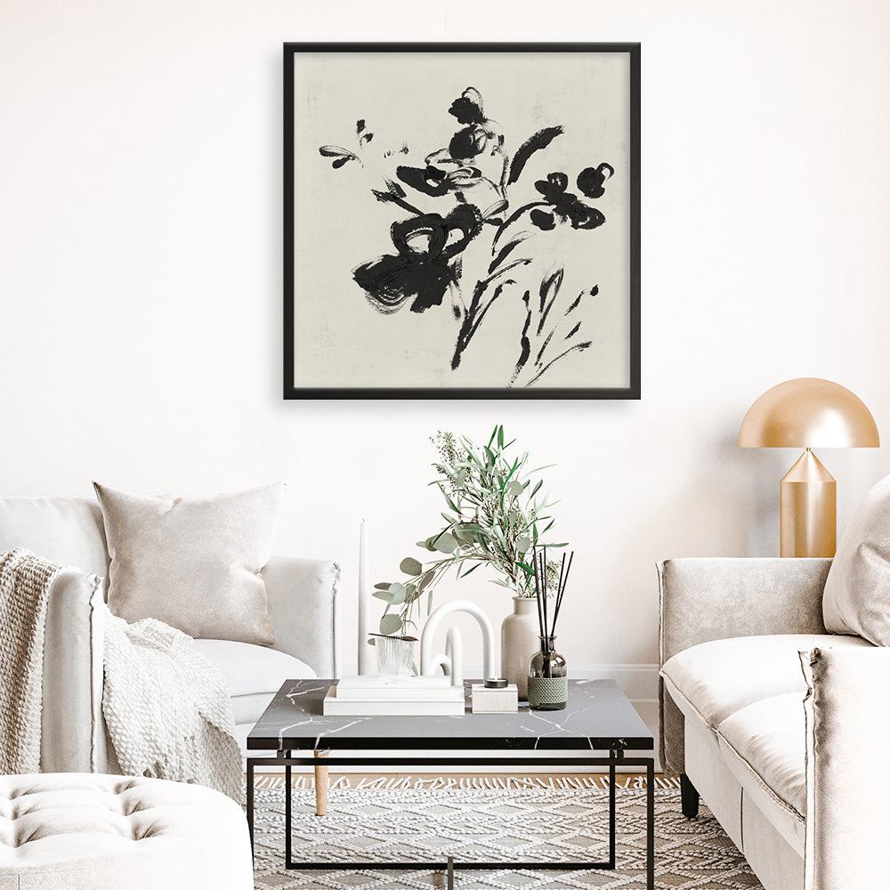 Shop Black Florals II (Square) Art Print a painted abstract themed wall art print from The Print Emporium wall artwork collection - Buy Australian made fine art painting style poster and framed prints for the home and your interior decor room, TPE-PC-EZ945-AP