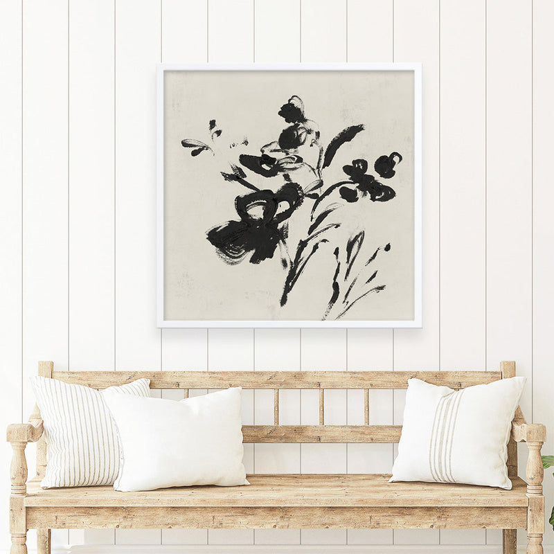 Shop Black Florals II (Square) Art Print a painted abstract themed wall art print from The Print Emporium wall artwork collection - Buy Australian made fine art painting style poster and framed prints for the home and your interior decor room, TPE-PC-EZ945-AP