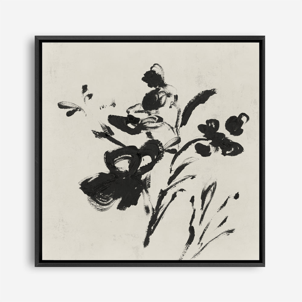 Shop Black Florals II (Square) Canvas Print a painted abstract themed framed canvas wall art print from The Print Emporium artwork collection - Buy Australian made fine art painting style stretched canvas prints for the home and your interior decor space, TPE-PC-EZ945-CA-40X40-NF