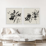 Shop Black Florals II (Square) Canvas Print a painted abstract themed framed canvas wall art print from The Print Emporium artwork collection - Buy Australian made fine art painting style stretched canvas prints for the home and your interior decor space, TPE-PC-EZ945-CA-40X40-NF