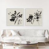 Shop Black Florals II (Square) Canvas Print a painted abstract themed framed canvas wall art print from The Print Emporium artwork collection - Buy Australian made fine art painting style stretched canvas prints for the home and your interior decor space, TPE-PC-EZ945-CA-40X40-NF