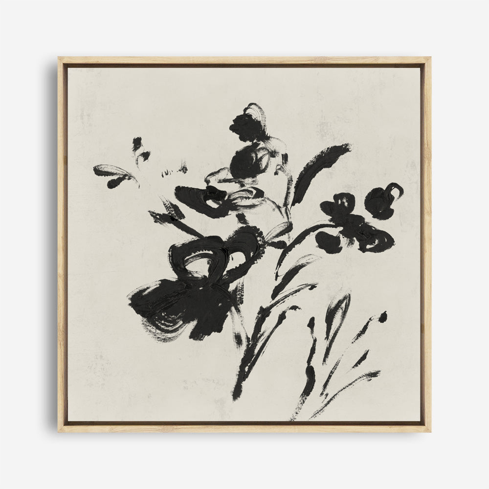 Shop Black Florals II (Square) Canvas Print a painted abstract themed framed canvas wall art print from The Print Emporium artwork collection - Buy Australian made fine art painting style stretched canvas prints for the home and your interior decor space, TPE-PC-EZ945-CA-40X40-NF