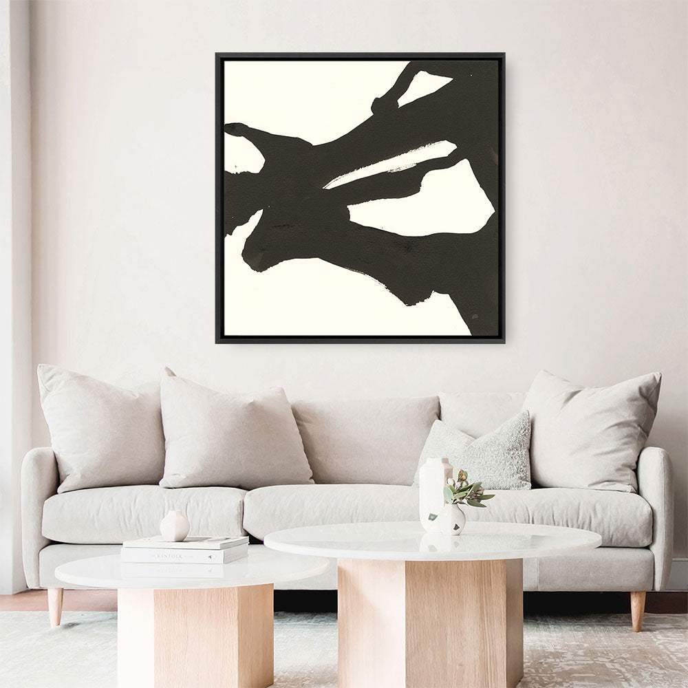 Shop Black Gesture II (Square) Canvas Print a painted abstract themed framed canvas wall art print from The Print Emporium artwork collection - Buy Australian made fine art painting style stretched canvas prints for the home and your interior decor space, TPE-WA-69345-CA-40X40-NF
