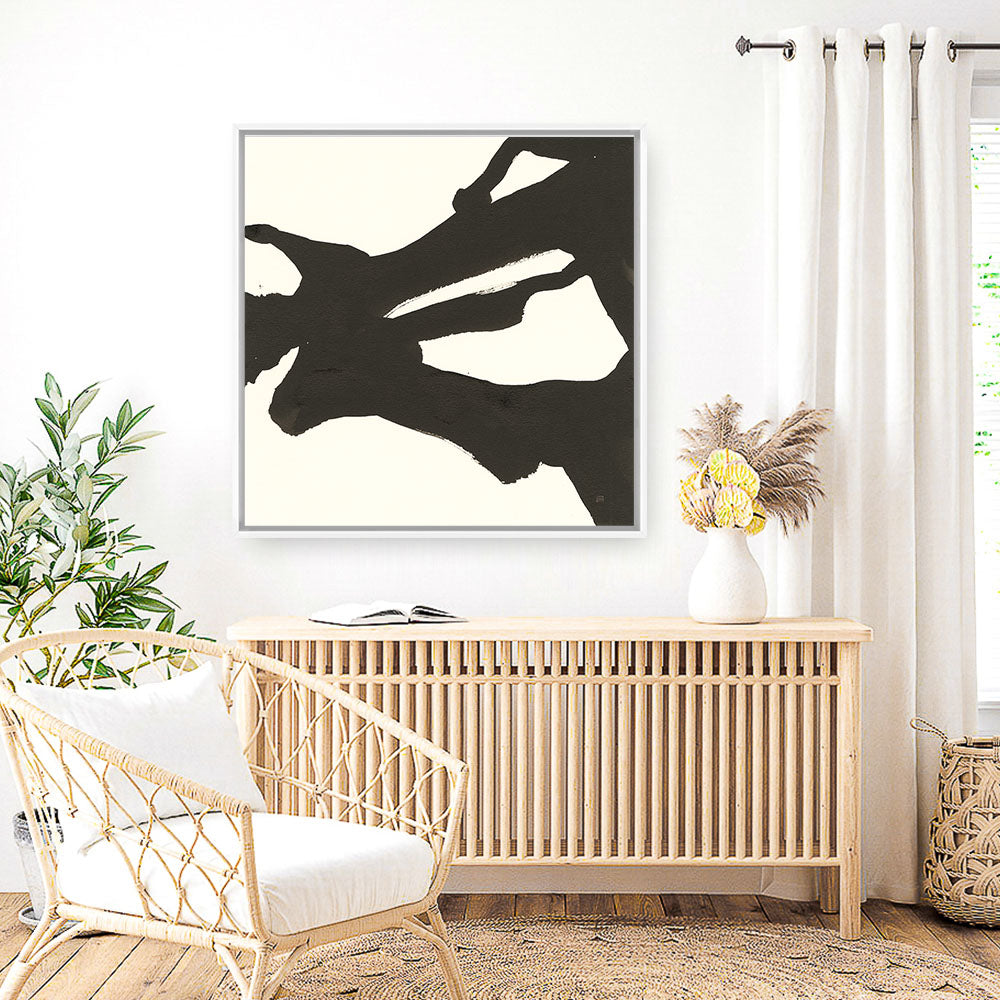 Shop Black Gesture II (Square) Canvas Print a painted abstract themed framed canvas wall art print from The Print Emporium artwork collection - Buy Australian made fine art painting style stretched canvas prints for the home and your interior decor space, TPE-WA-69345-CA-40X40-NF
