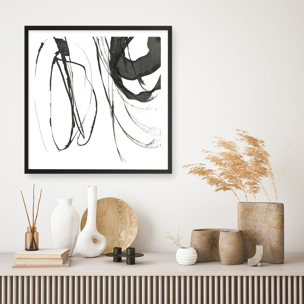 Shop Black Streaks I (Square) Art Print a painted abstract themed wall art print from The Print Emporium wall artwork collection - Buy Australian made fine art painting style poster and framed prints for the home and your interior decor room, TPE-PC-PG284-AP