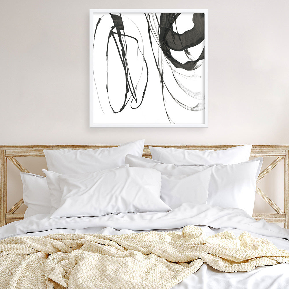 Shop Black Streaks I (Square) Art Print a painted abstract themed wall art print from The Print Emporium wall artwork collection - Buy Australian made fine art painting style poster and framed prints for the home and your interior decor room, TPE-PC-PG284-AP