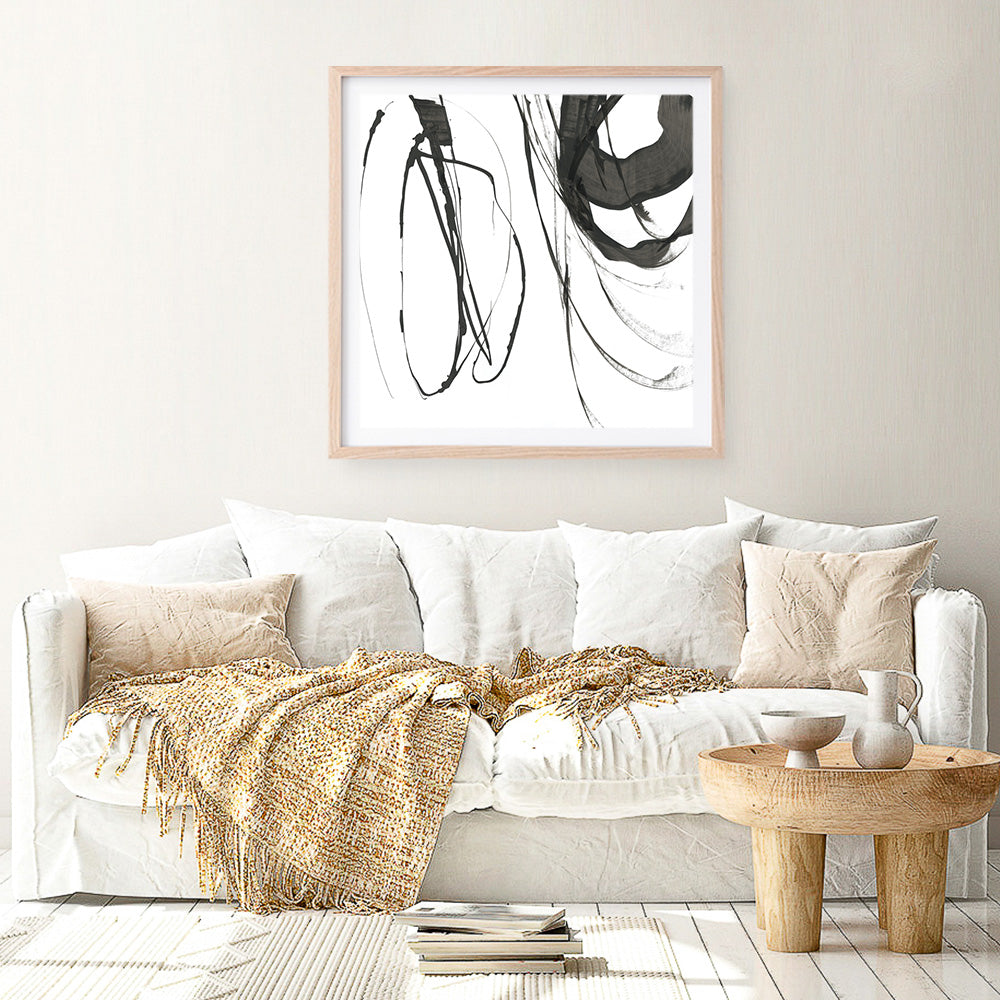 Shop Black Streaks I (Square) Art Print a painted abstract themed wall art print from The Print Emporium wall artwork collection - Buy Australian made fine art painting style poster and framed prints for the home and your interior decor room, TPE-PC-PG284-AP