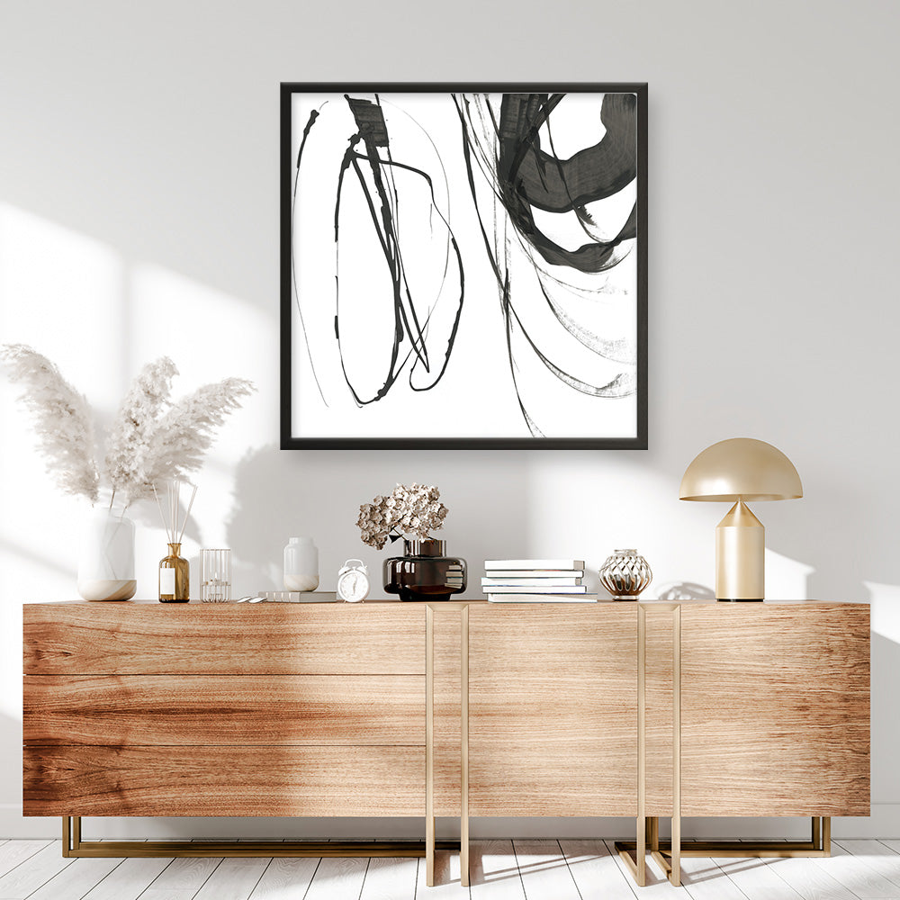 Shop Black Streaks I (Square) Art Print a painted abstract themed wall art print from The Print Emporium wall artwork collection - Buy Australian made fine art painting style poster and framed prints for the home and your interior decor room, TPE-PC-PG284-AP