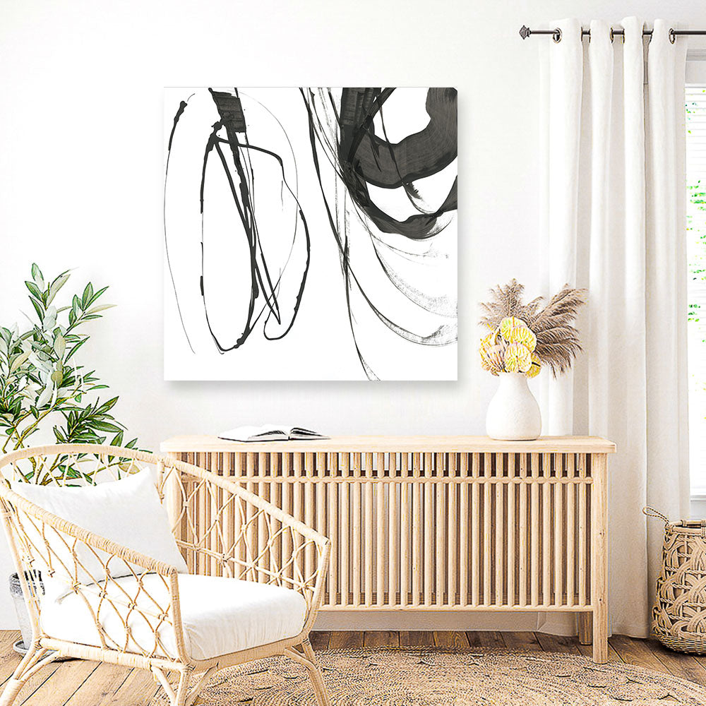 Shop Black Streaks I (Square) Canvas Print a painted abstract themed framed canvas wall art print from The Print Emporium artwork collection - Buy Australian made fine art painting style stretched canvas prints for the home and your interior decor space, TPE-PC-PG284-CA-40X40-NF