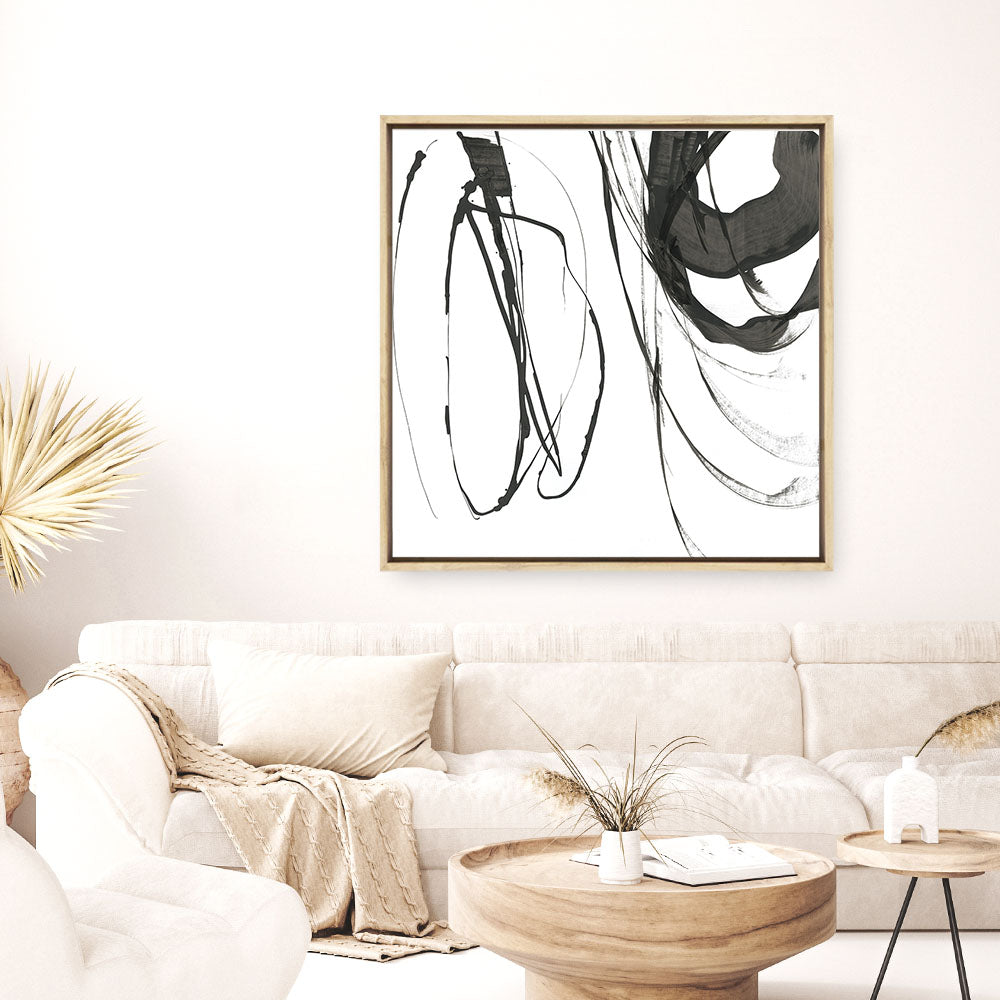 Shop Black Streaks I (Square) Canvas Print a painted abstract themed framed canvas wall art print from The Print Emporium artwork collection - Buy Australian made fine art painting style stretched canvas prints for the home and your interior decor space, TPE-PC-PG284-CA-40X40-NF