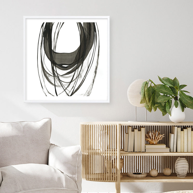 Shop Black Streaks II (Square) Art Print a painted abstract themed wall art print from The Print Emporium wall artwork collection - Buy Australian made fine art painting style poster and framed prints for the home and your interior decor room, TPE-PC-PG285-AP