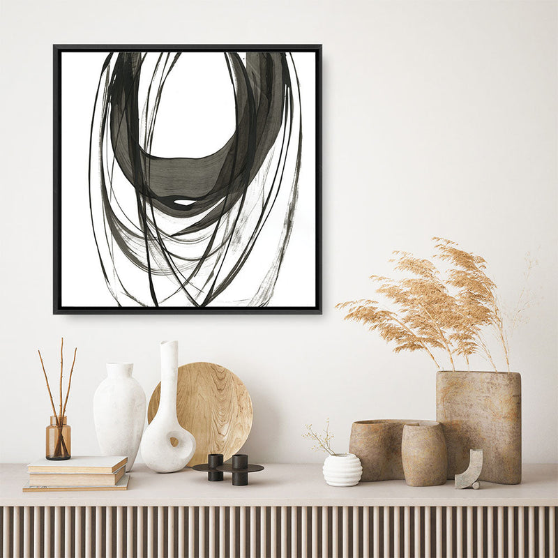 Shop Black Streaks II (Square) Canvas Print a painted abstract themed framed canvas wall art print from The Print Emporium artwork collection - Buy Australian made fine art painting style stretched canvas prints for the home and your interior decor space, TPE-PC-PG285-CA-40X40-NF