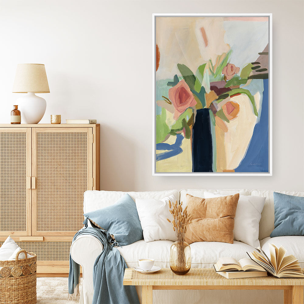 Shop Black Vase Canvas Print a floral themed painted framed canvas wall art print from The Print Emporium artwork collection - Buy Australian made fine art painting style stretched canvas prints for the home and your interior decor space, TPE-WA-77773-CA-35X46-NF