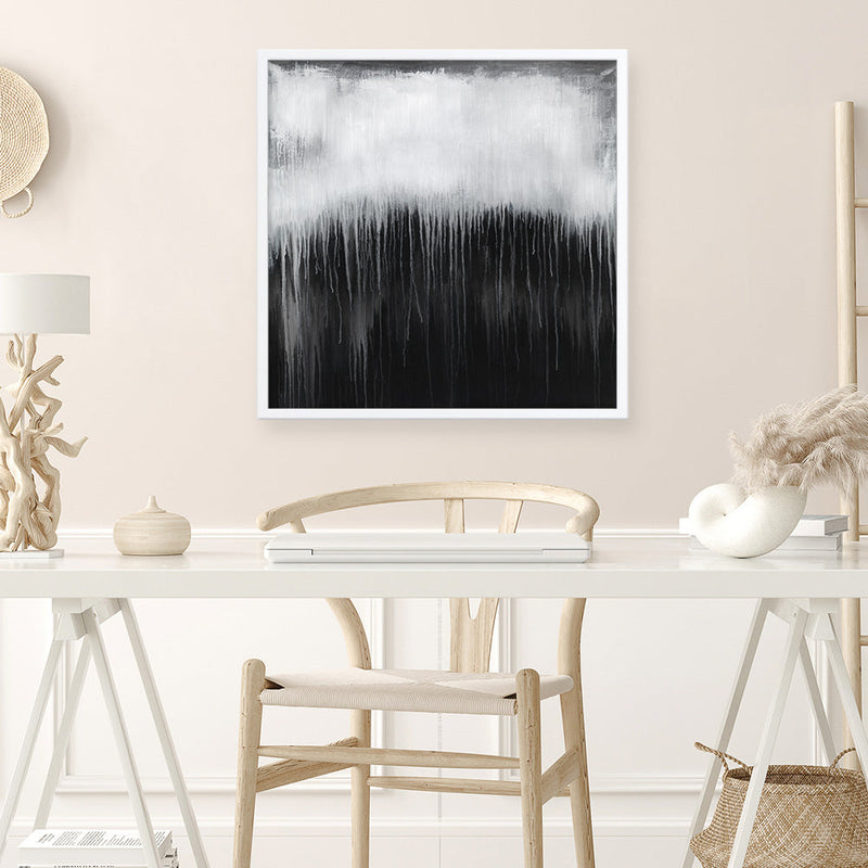 Shop Black & White Abstract I (Square) Art Print a painted abstract themed wall art print from The Print Emporium wall artwork collection - Buy Australian made fine art painting style poster and framed prints for the home and your interior decor room, TPE-888-AP