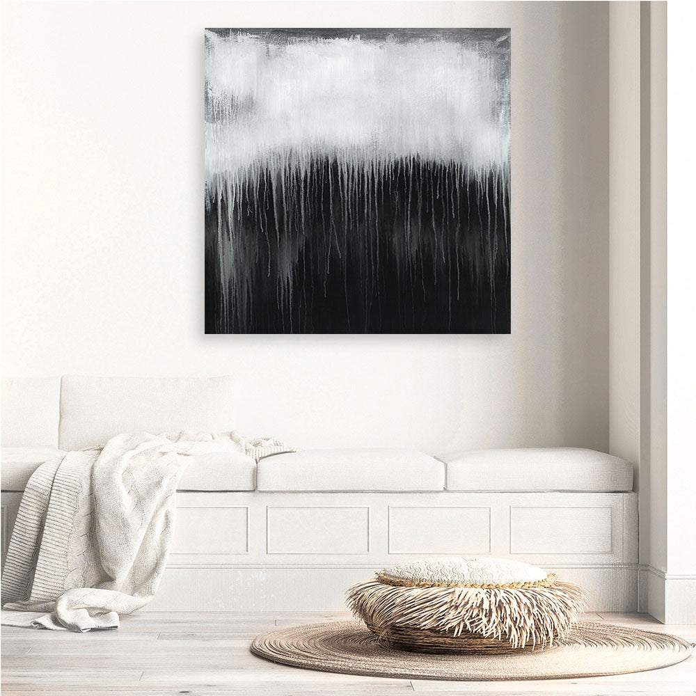 Shop Black & White Abstract I (Square) Canvas Print a painted abstract themed framed canvas wall art print from The Print Emporium artwork collection - Buy Australian made fine art painting style stretched canvas prints for the home and your interior decor space, TPE-888-CA-40X40