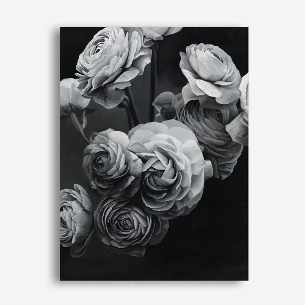 Shop Black & White Bouquet Canvas Print a floral themed painted framed canvas wall art print from The Print Emporium artwork collection - Buy Australian made fine art painting style stretched canvas prints for the home and your interior decor space, TPE-006-CA-35X46-NF