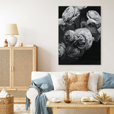 Shop Black & White Bouquet Canvas Print a floral themed painted framed canvas wall art print from The Print Emporium artwork collection - Buy Australian made fine art painting style stretched canvas prints for the home and your interior decor space, TPE-006-CA-35X46-NF