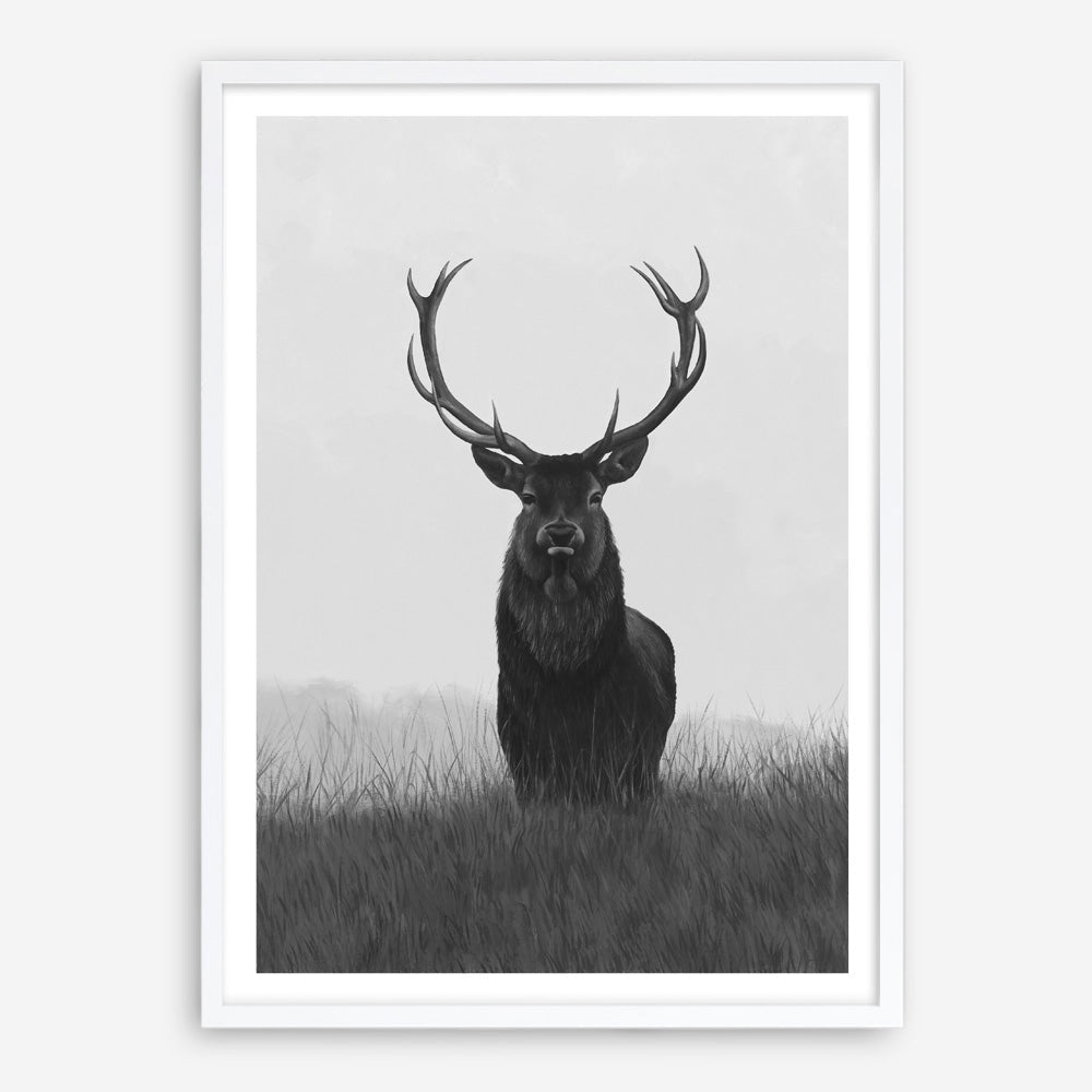 Shop Black & White Elk Art Print a deer themed painted wall art print from The Print Emporium wall artwork collection - Buy Australian made fine art painting style poster and framed prints for the home and your interior decor room, TPE-043-AP