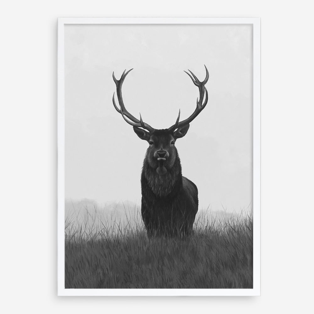 Shop Black & White Elk Art Print a deer themed painted wall art print from The Print Emporium wall artwork collection - Buy Australian made fine art painting style poster and framed prints for the home and your interior decor room, TPE-043-AP