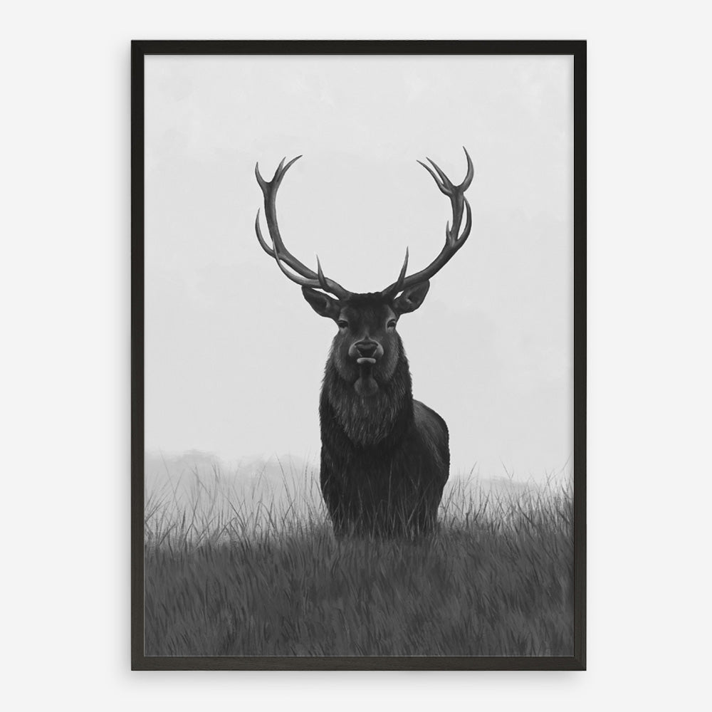 Shop Black & White Elk Art Print a deer themed painted wall art print from The Print Emporium wall artwork collection - Buy Australian made fine art painting style poster and framed prints for the home and your interior decor room, TPE-043-AP