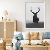 Shop Black & White Elk Canvas Print a deer animal style themed painted framed canvas wall art print from The Print Emporium artwork collection - Buy Australian made fine art painting style stretched canvas prints for the home and your interior decor space, TPE-043-CA-35X46-NF