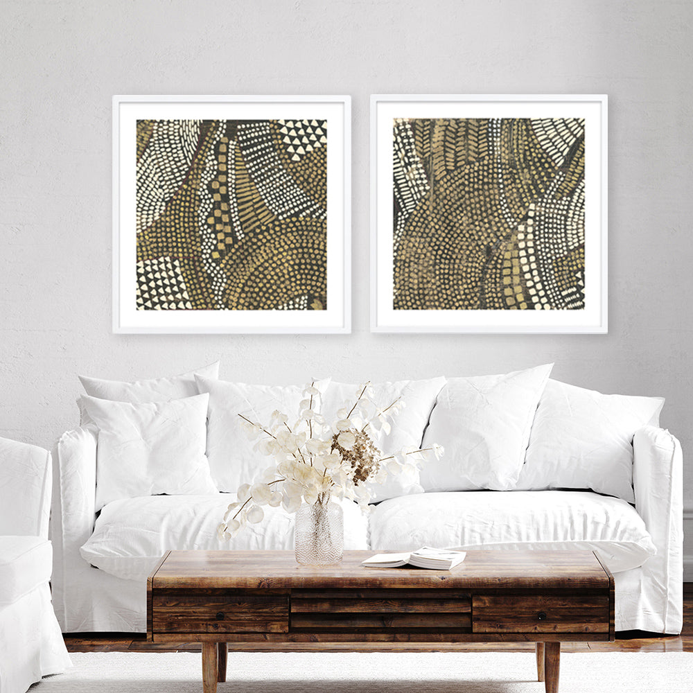 Shop Bleaching Gold I (Square) Art Print a painted abstract themed wall art print from The Print Emporium wall artwork collection - Buy Australian made fine art painting style poster and framed prints for the home and your interior decor room, TPE-PC-PW625-AP