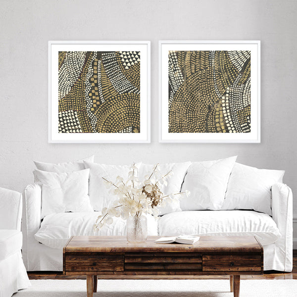 Shop Bleaching Gold II (Square) Art Print a painted abstract themed wall art print from The Print Emporium wall artwork collection - Buy Australian made fine art painting style poster and framed prints for the home and your interior decor room, TPE-PC-PW626-AP