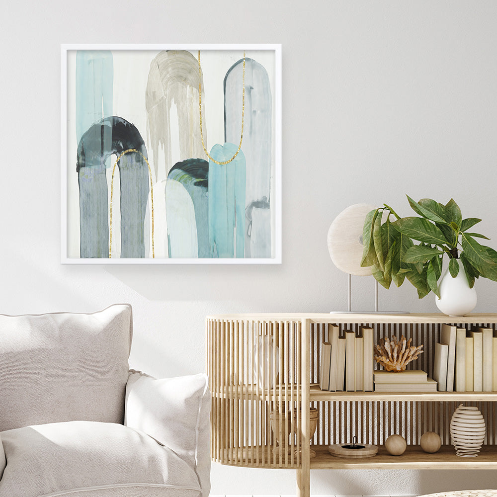 Shop Blue Arches I (Square) Art Print a painted abstract themed wall art print from The Print Emporium wall artwork collection - Buy Australian made fine art painting style poster and framed prints for the home and your interior decor room, TPE-PC-RF416-AP