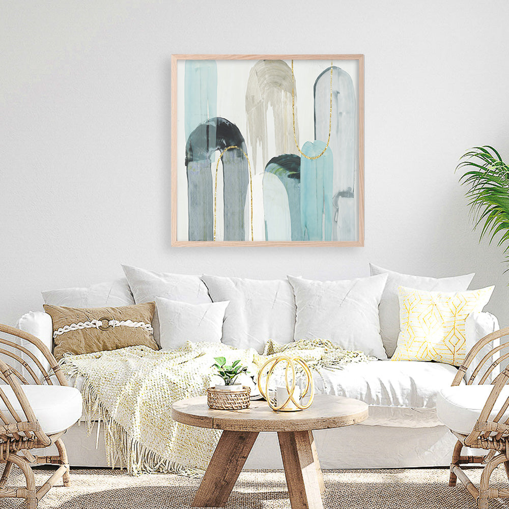 Shop Blue Arches I (Square) Art Print a painted abstract themed wall art print from The Print Emporium wall artwork collection - Buy Australian made fine art painting style poster and framed prints for the home and your interior decor room, TPE-PC-RF416-AP