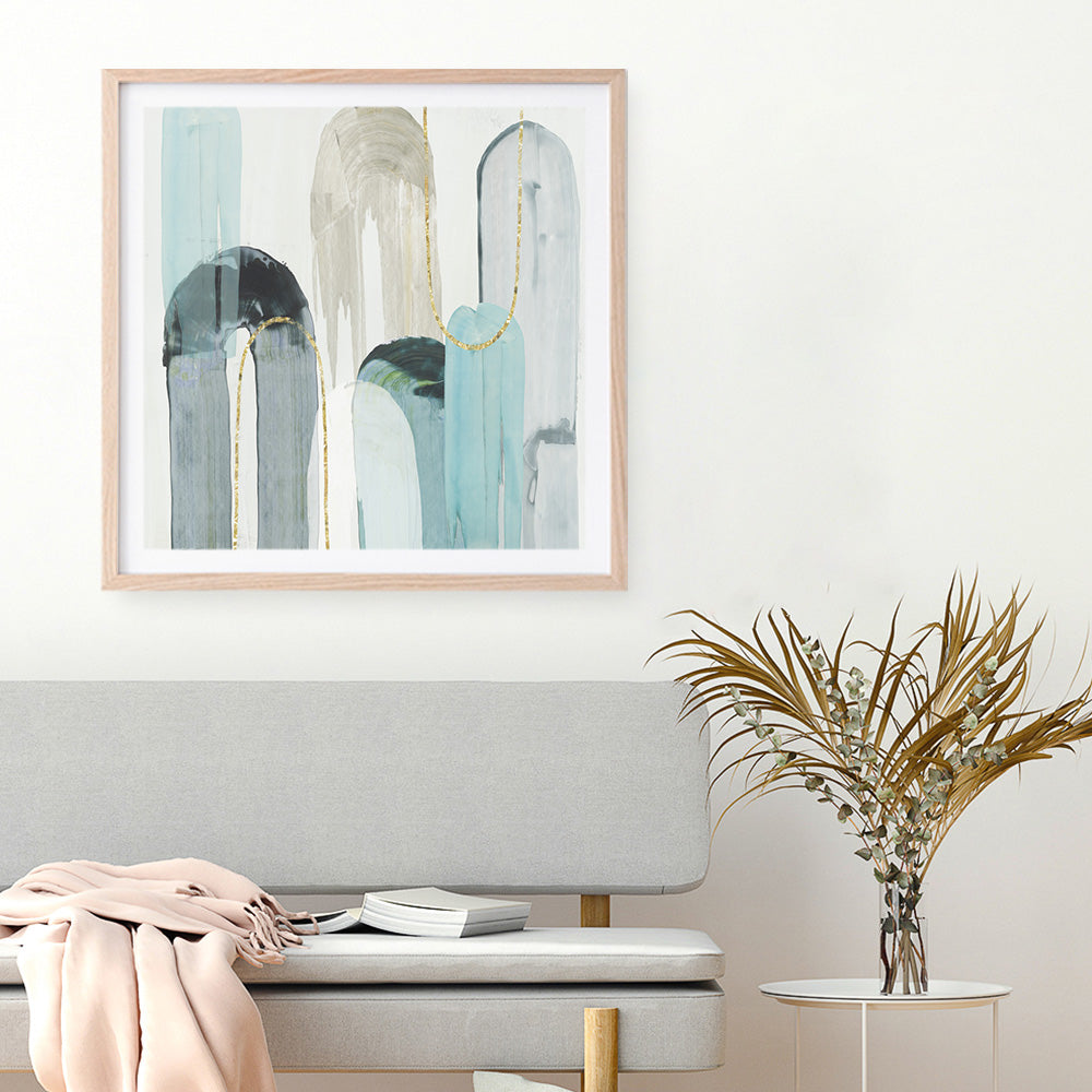 Shop Blue Arches I (Square) Art Print a painted abstract themed wall art print from The Print Emporium wall artwork collection - Buy Australian made fine art painting style poster and framed prints for the home and your interior decor room, TPE-PC-RF416-AP