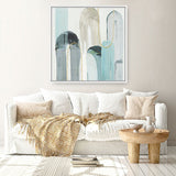 Shop Blue Arches I (Square) Canvas Print a painted abstract themed framed canvas wall art print from The Print Emporium artwork collection - Buy Australian made fine art painting style stretched canvas prints for the home and your interior decor space, TPE-PC-RF416-CA-40X40-NF