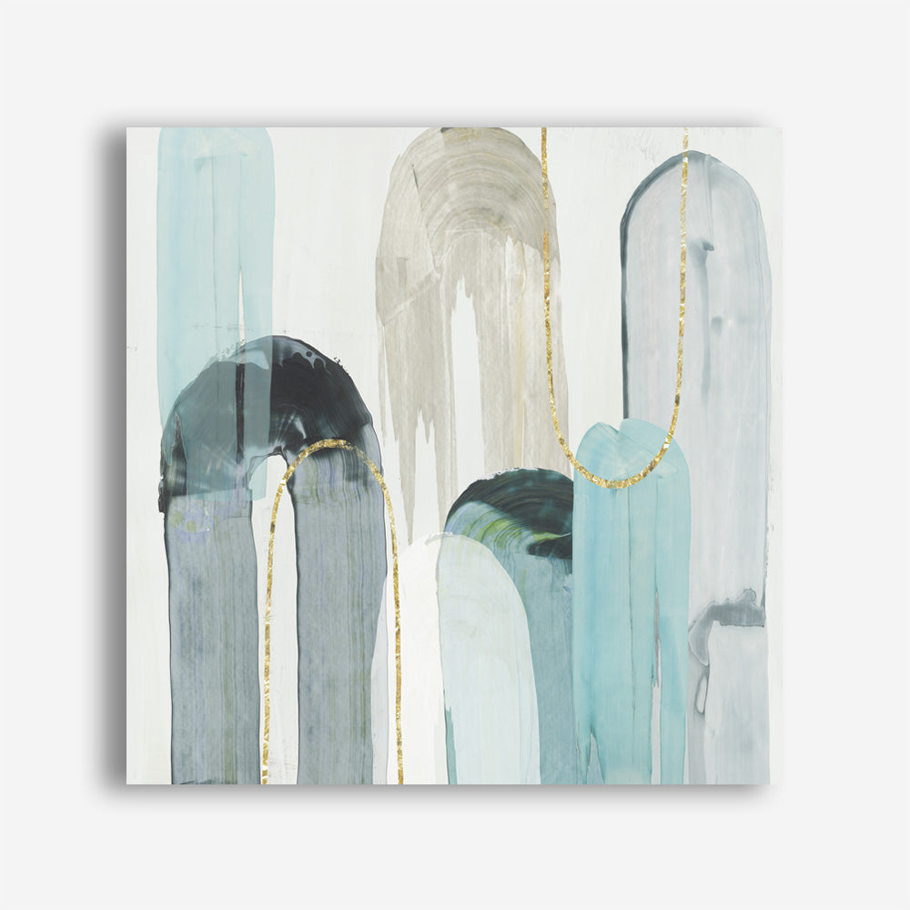 Shop Blue Arches I (Square) Canvas Print a painted abstract themed framed canvas wall art print from The Print Emporium artwork collection - Buy Australian made fine art painting style stretched canvas prints for the home and your interior decor space, TPE-PC-RF416-CA-40X40-NF