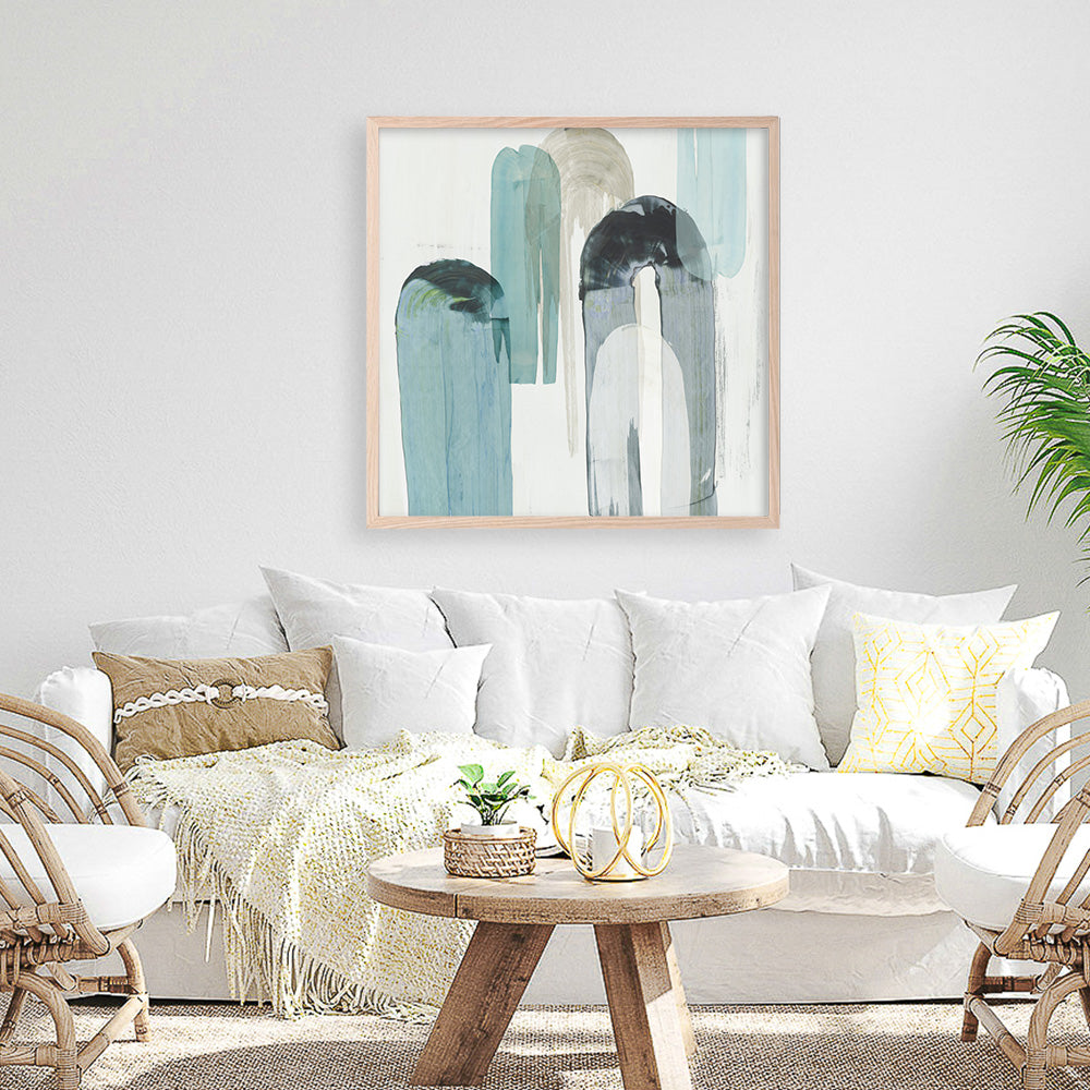 Shop Blue Arches II (Square) Art Print a painted abstract themed wall art print from The Print Emporium wall artwork collection - Buy Australian made fine art painting style poster and framed prints for the home and your interior decor room, TPE-PC-RF417-AP