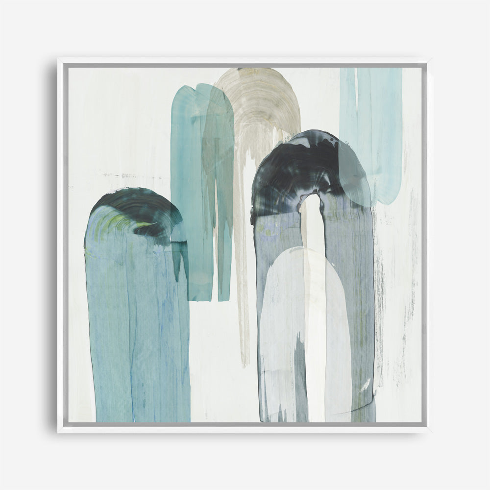 Shop Blue Arches II (Square) Canvas Print a painted abstract themed framed canvas wall art print from The Print Emporium artwork collection - Buy Australian made fine art painting style stretched canvas prints for the home and your interior decor space, TPE-PC-RF417-CA-40X40-NF