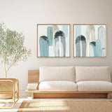 Shop Blue Arches II (Square) Canvas Print a painted abstract themed framed canvas wall art print from The Print Emporium artwork collection - Buy Australian made fine art painting style stretched canvas prints for the home and your interior decor space, TPE-PC-RF417-CA-40X40-NF