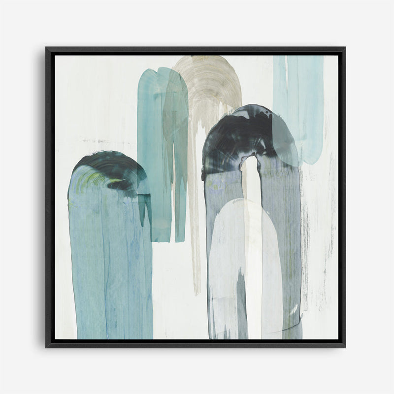 Shop Blue Arches II (Square) Canvas Print a painted abstract themed framed canvas wall art print from The Print Emporium artwork collection - Buy Australian made fine art painting style stretched canvas prints for the home and your interior decor space, TPE-PC-RF417-CA-40X40-NF