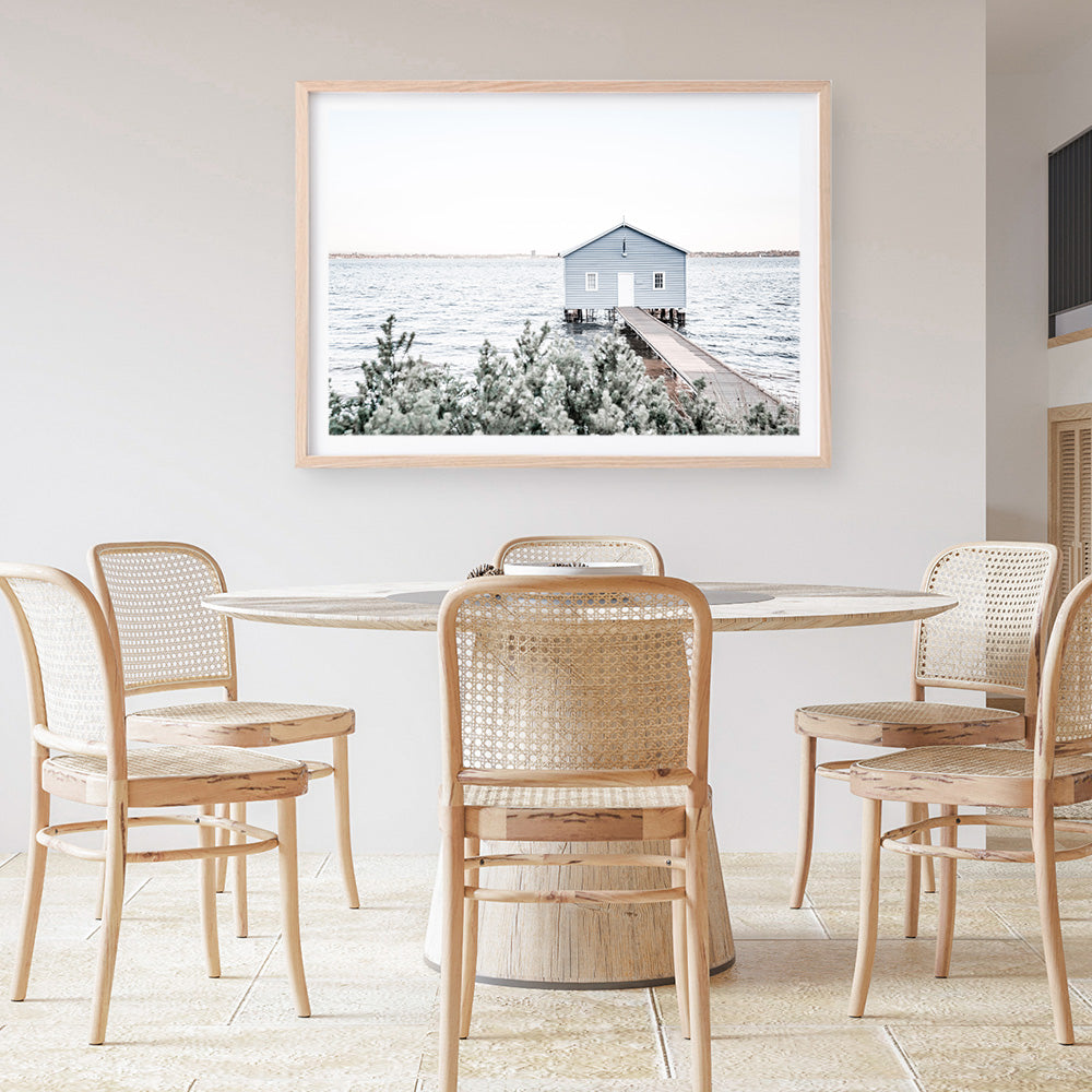 Shop Blue Boat Shed Photo Art Print a coastal themed photography wall art print from The Print Emporium wall artwork collection - Buy Australian made fine art poster and framed prints for the home and your interior decor, TPE-848-AP