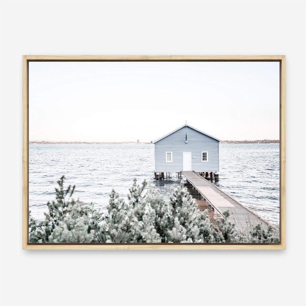 Shop Blue Boat Shed Photo Canvas Print a coastal themed photography framed stretched canvas print from The Print Emporium wall artwork collection - Buy Australian made prints for the home and your interior decor space, TPE-848-CA-35X46-NF