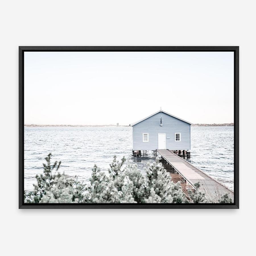 Shop Blue Boat Shed Photo Canvas Print a coastal themed photography framed stretched canvas print from The Print Emporium wall artwork collection - Buy Australian made prints for the home and your interior decor space, TPE-848-CA-35X46-NF