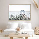 Shop Blue Boat Shed Photo Canvas Print a coastal themed photography framed stretched canvas print from The Print Emporium wall artwork collection - Buy Australian made prints for the home and your interior decor space, TPE-848-CA-35X46-NF