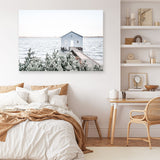 Shop Blue Boat Shed Photo Canvas Print a coastal themed photography framed stretched canvas print from The Print Emporium wall artwork collection - Buy Australian made prints for the home and your interior decor space, TPE-848-CA-35X46-NF